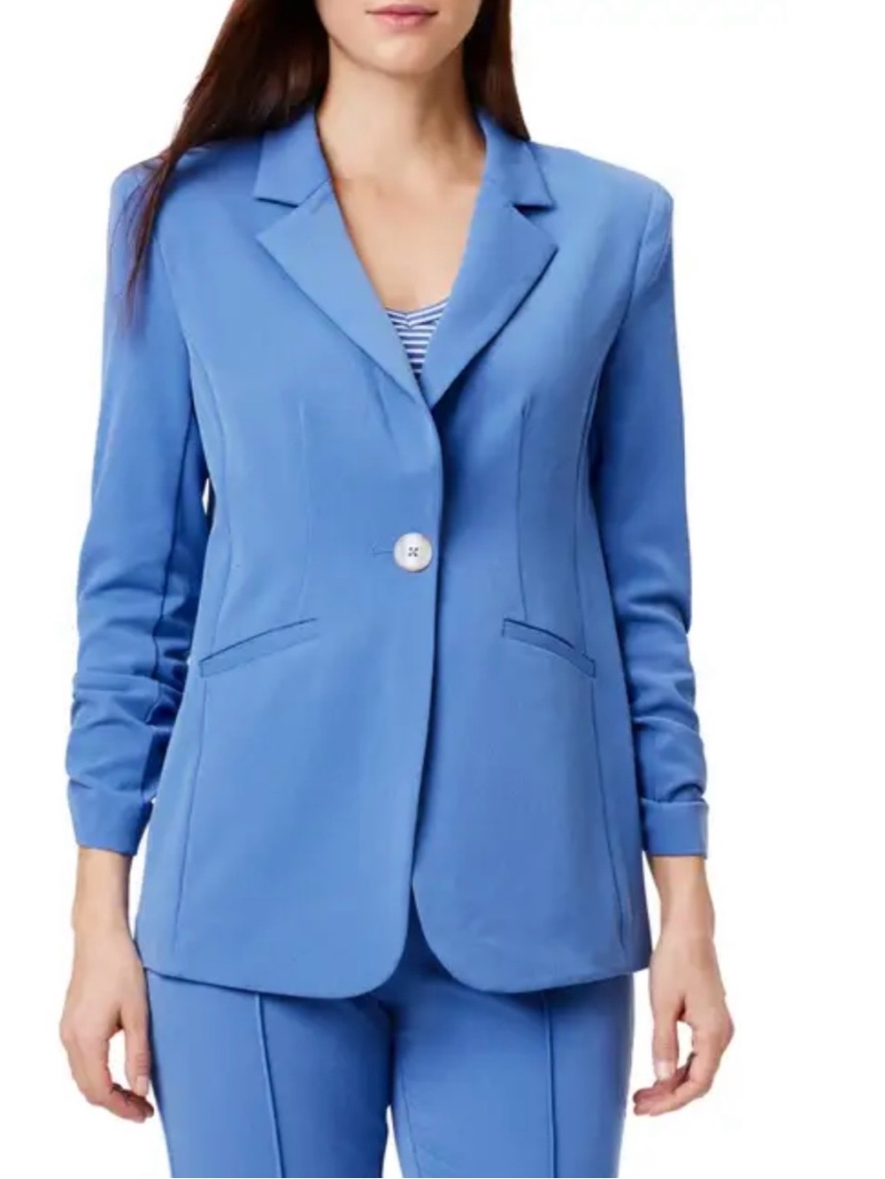 NIC+ZOE Light Blue Single-Button Blazer